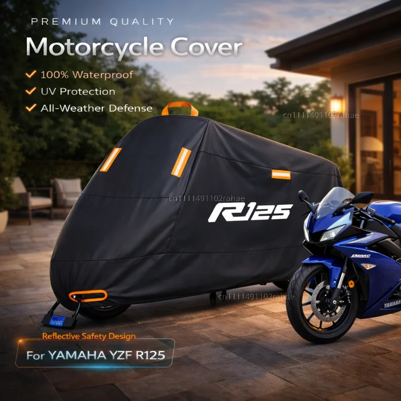 

For YAMAHA YZF-R125 Outdoor Motorcycle Cover Waterproof Heavy Duty Polyester Tarpaulin UV Protective Rain Dust Sun Scooter Cover