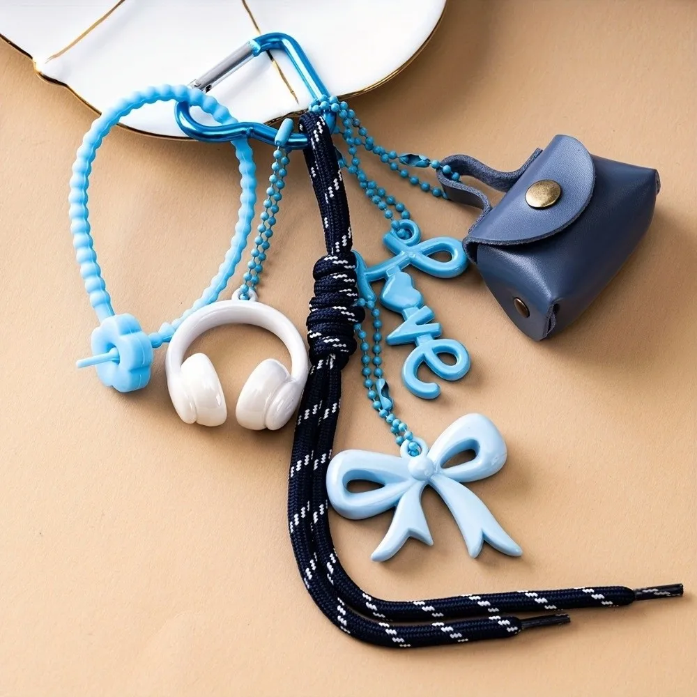 Fashion PU Leather Maillard Rope Keychain Handmade Love Letter Style Bag Pendant Woven Rope Car Keyrings Bag Charm