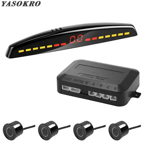 YASOKRO 자동차 Led 주차 센서 자동 자동차 감지기 Parktronic 디스플레이 4 센서가있는 역방향 백업 모니터 시스템