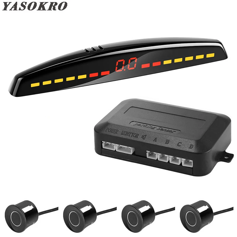 YASOKRO Car Led Parking Sensor Auto Car Detector Parktronic Display Reverse Backup Monitor System With 4 Sensors 