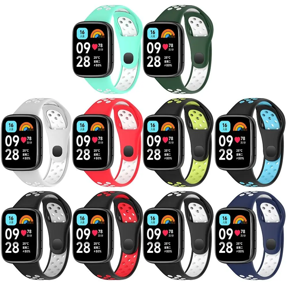 

Two-Color Silicone Watch Strap Breathable Replacement Bracelet Soft Accessories Watchband for Redmi Watch 3 Active Smart Watch