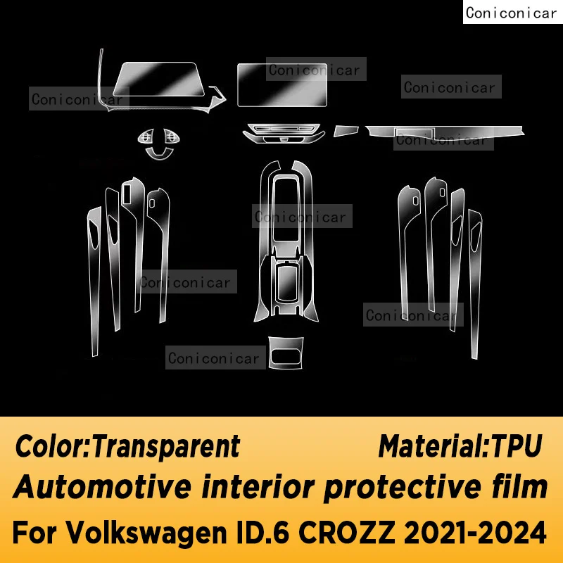 For Volkswagen ID.6 CROZZ 2021-2024 ID6 Gearbox Panel Navigation Automotive Interior Screen TPU Protective Film Anti-Scratch