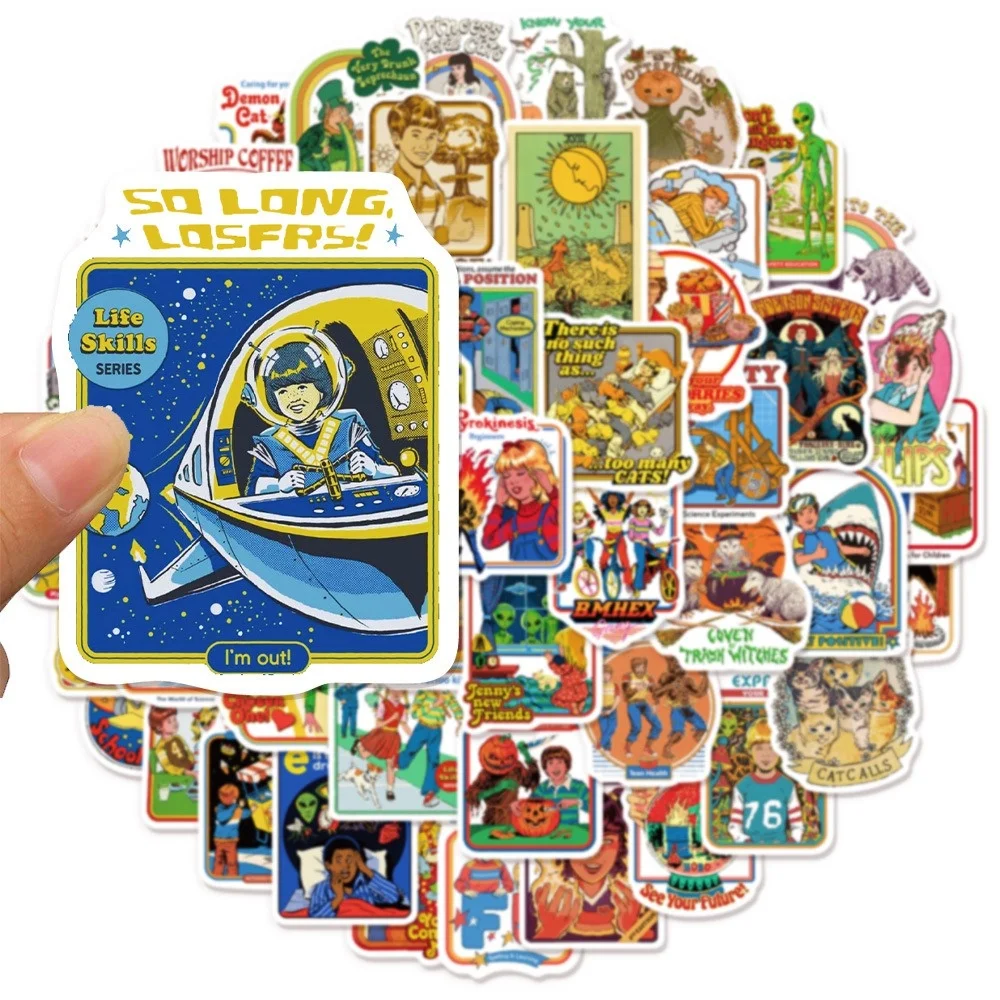 50Pcs Humorous Retro Stickers Cartoon Character Graffiti Stickers DIY Phone Case Water Cup Sticker Pack