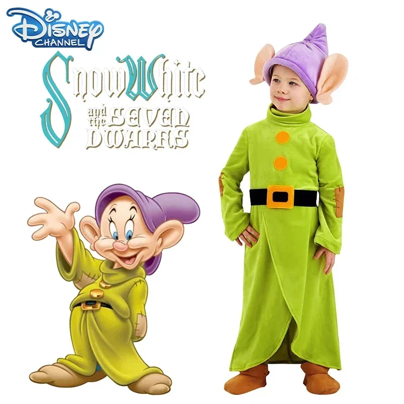 

Cartoon Kids Dopey Costumes Disney Snow White and The Seven Dwarfs Cosplay Dopey Boys Bodysuit Hat Suit Halloween Costume Gift