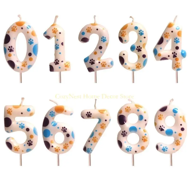 92MF Cats Paws Printeds 0-9 Digital Birthday Cake Decoration Dessert