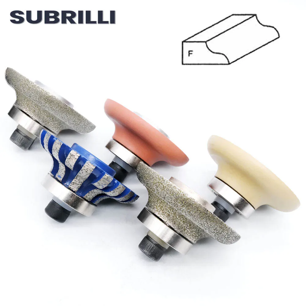 SUBRILLI Diamond Router Bit F20 F30 Profiling Wheel Granite Marble Edge Grinding Wheel M10 Arbor For Hand Held Profiling Machine
