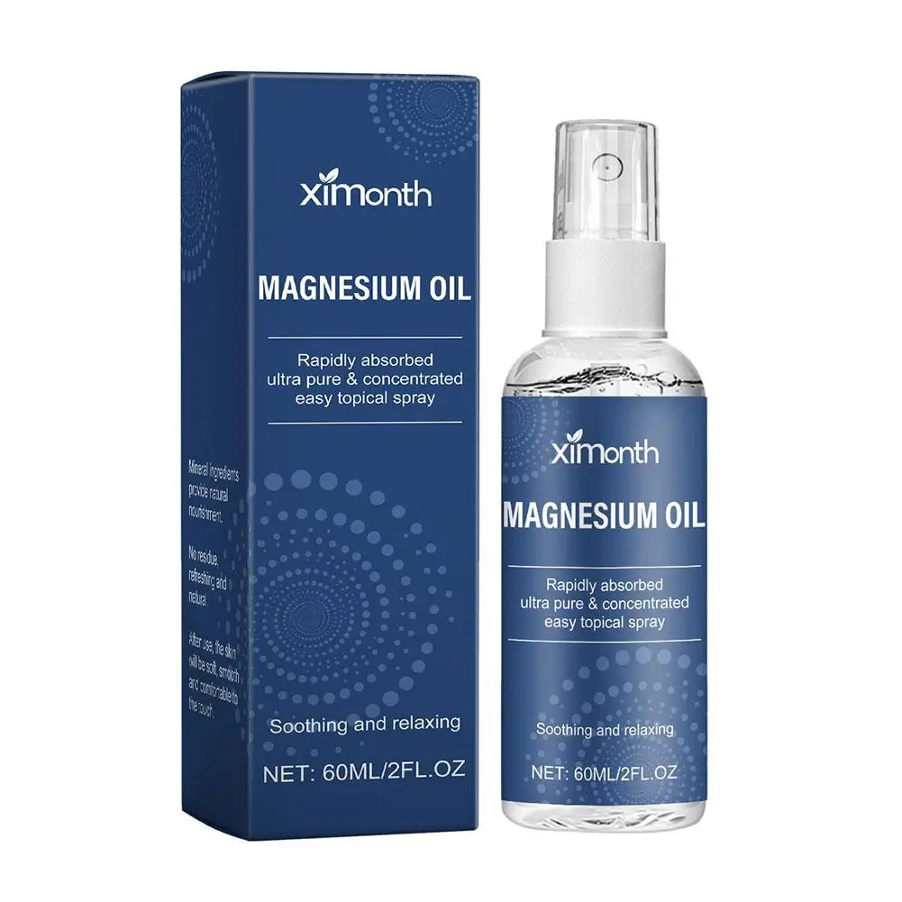 60 ml Magnesiumöl-Sprühflasche mit Magnesiumchlorid, topisches Magnesium-Ergänzungsmittel für Hautanwendungen und Hautabsorption K8D0