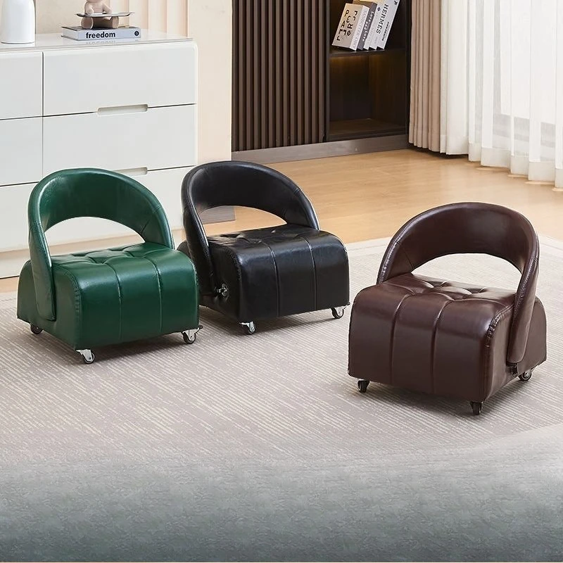 Yoyo stool universal wheel small stool high sense living room small bench backrest small chair mobile pulley home low stool