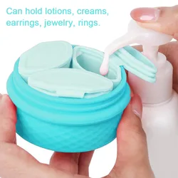 Travel Silicone Makeup Container Set Refillable Sealed Tank with Lid Spoon Reusable Leak Proof Cosmetic Packaging Box Dispenser