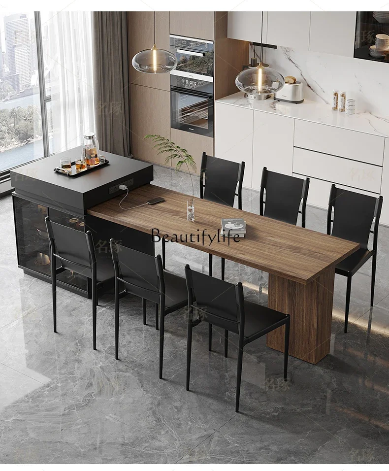 

ls42Modern simple island dining table integrated household retractable rectangular dining table