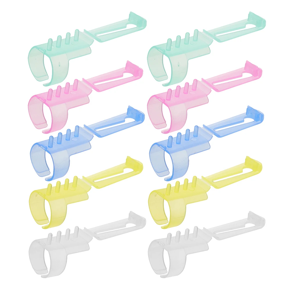 15pcs Tension Plastic Knitting Accessories Sewing Tool Crochet for Finger Loop Yarn Holder Guide Ring Loop Yarn Professional