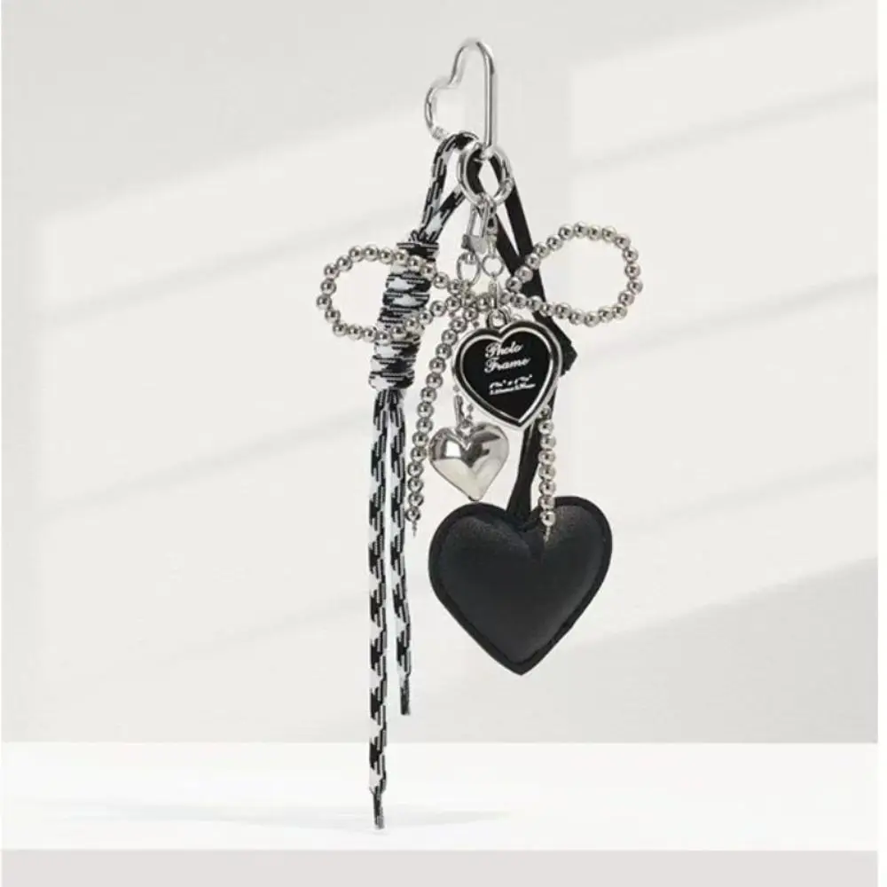 

Luxury Charm Tassel Love Heart Pendant Handmade Cute Pearl Bow Keyring Creative Glossy Pendant Keychain Bag Accessories