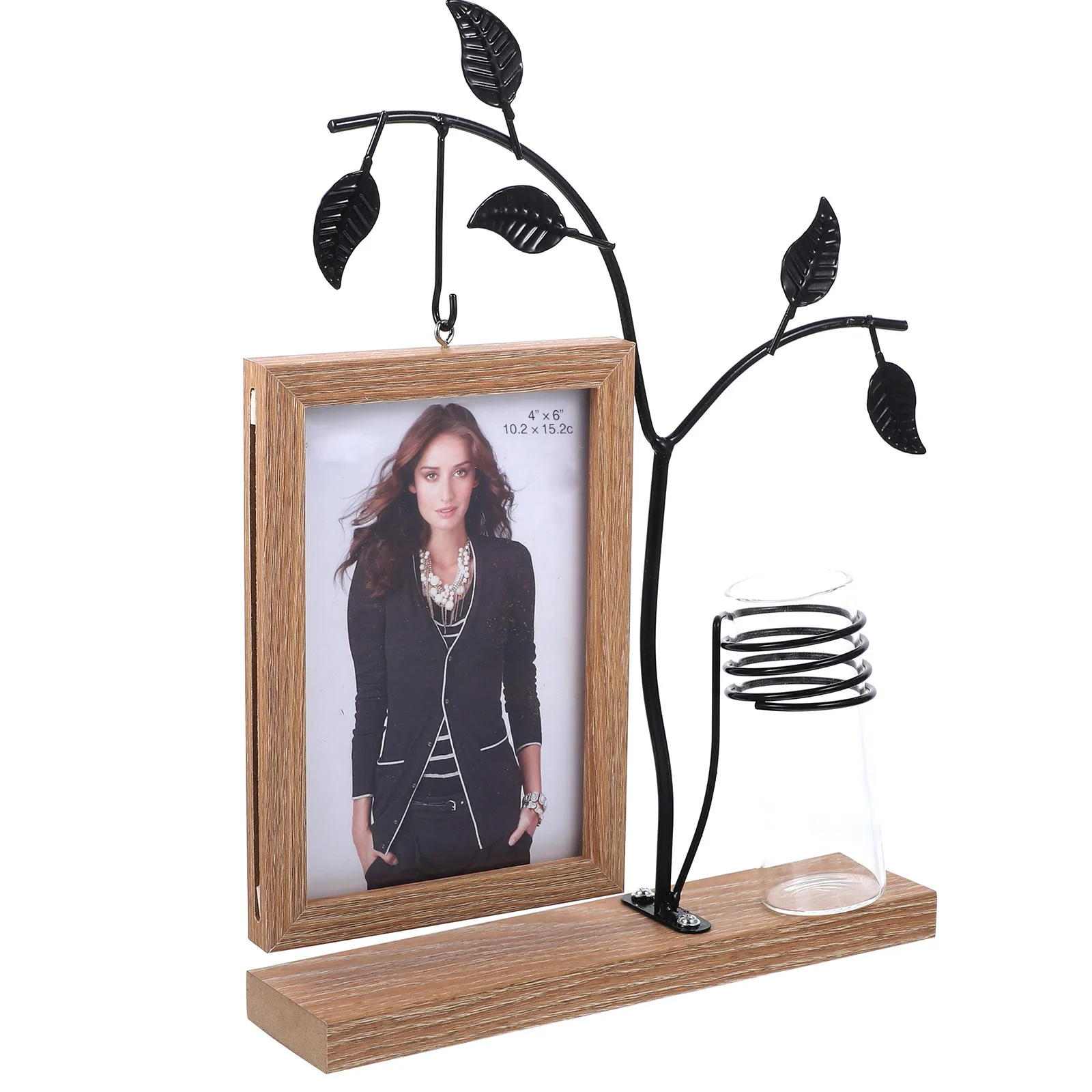 1Pcs Modern Hydroponics Photo Frame Iron Art LED Illuminated Two-Sided Desktop Decoration for Home Office Hotel Bar Ktv