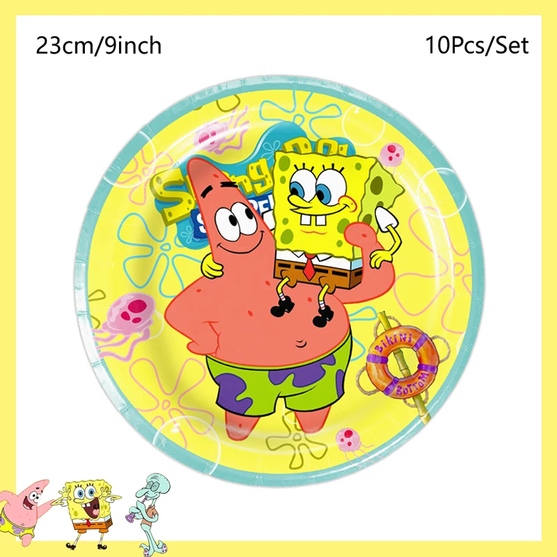 SpongeBob SquarePants Party Decorations Baby Shower Birthday Theme Birthday Party Disposable Tableware Cup Plate Tablecloth