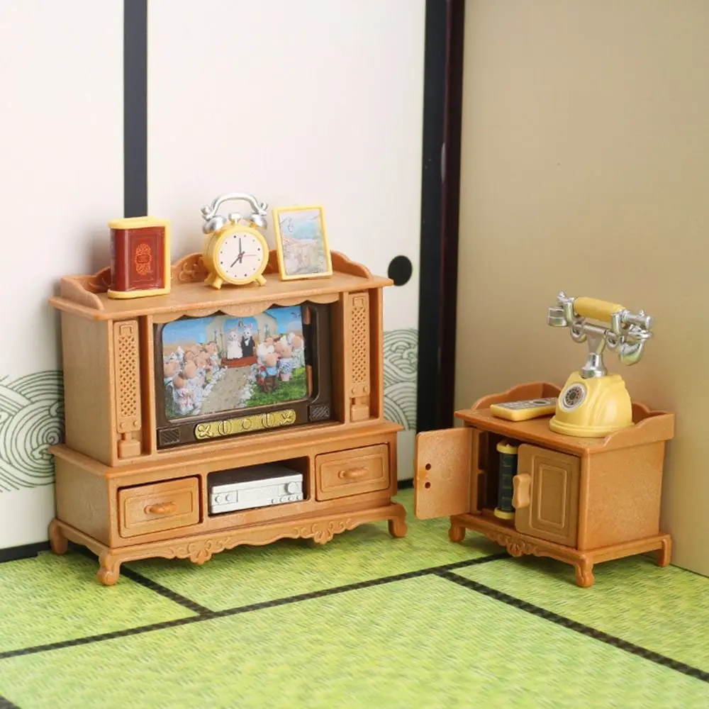 

Multicolor Dollhouse Furniture Dolls Accessories Micro Landscape Miniature Furnishing Plastic Playing House Mini TV Cabinet Set