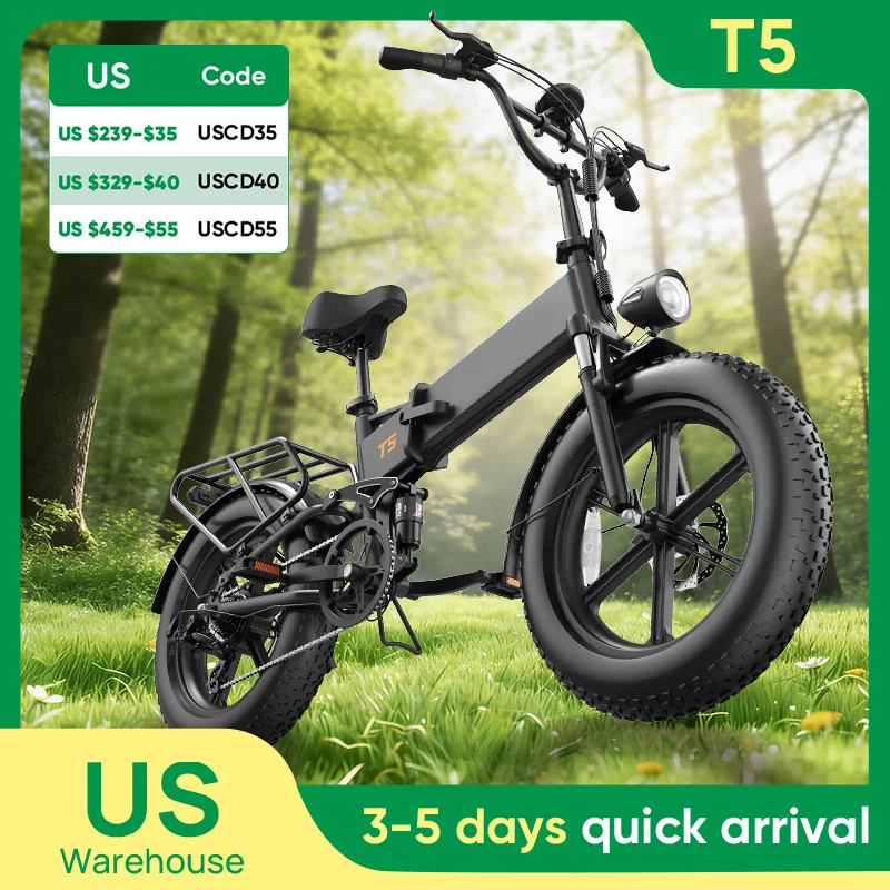 

Peak 1500W Foldable Electric Mountain Bike with 48V 13Ah Removable Battery 28MPH 80 Mile Range 20"*4" fat Tire E-bike