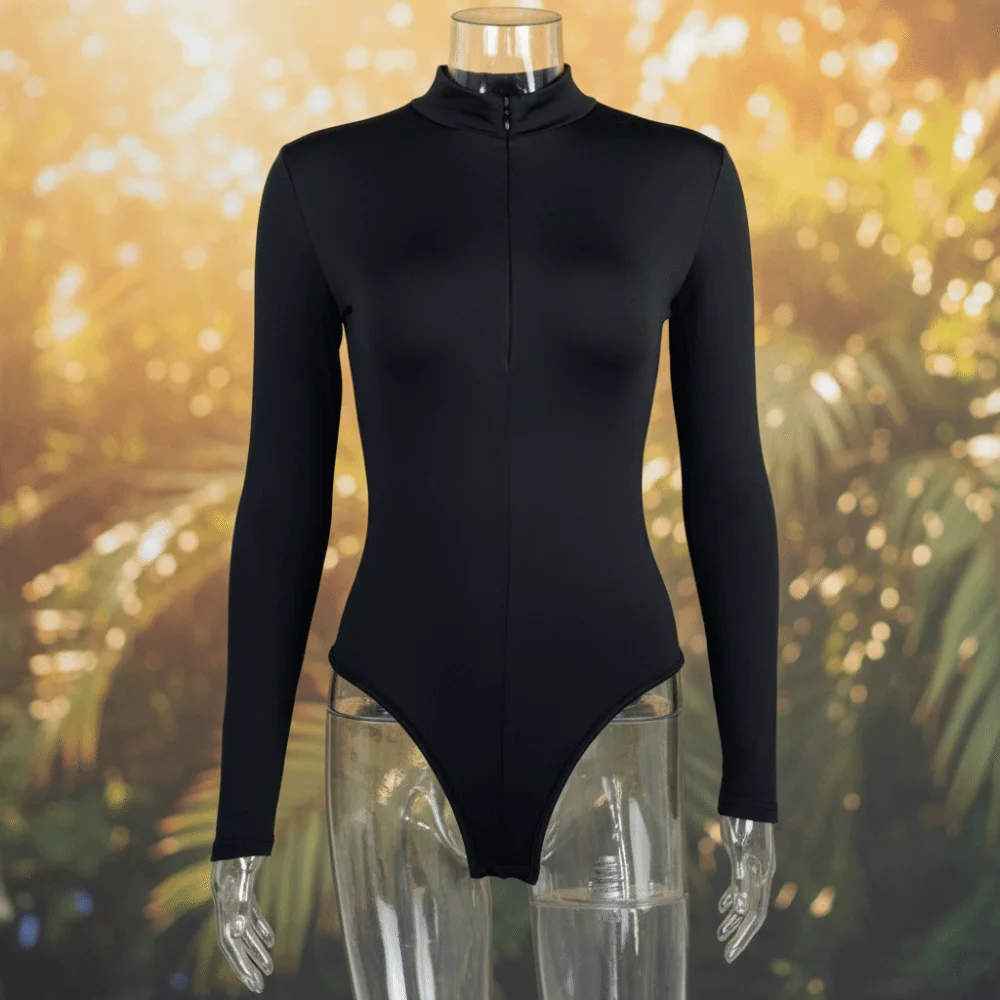 

Underwear Slim Fit Shapewear Zipper Stand Collar Yoga Jumpsuit Bottoming Shirt Long Sleeve Seamless Bodysuits Summer