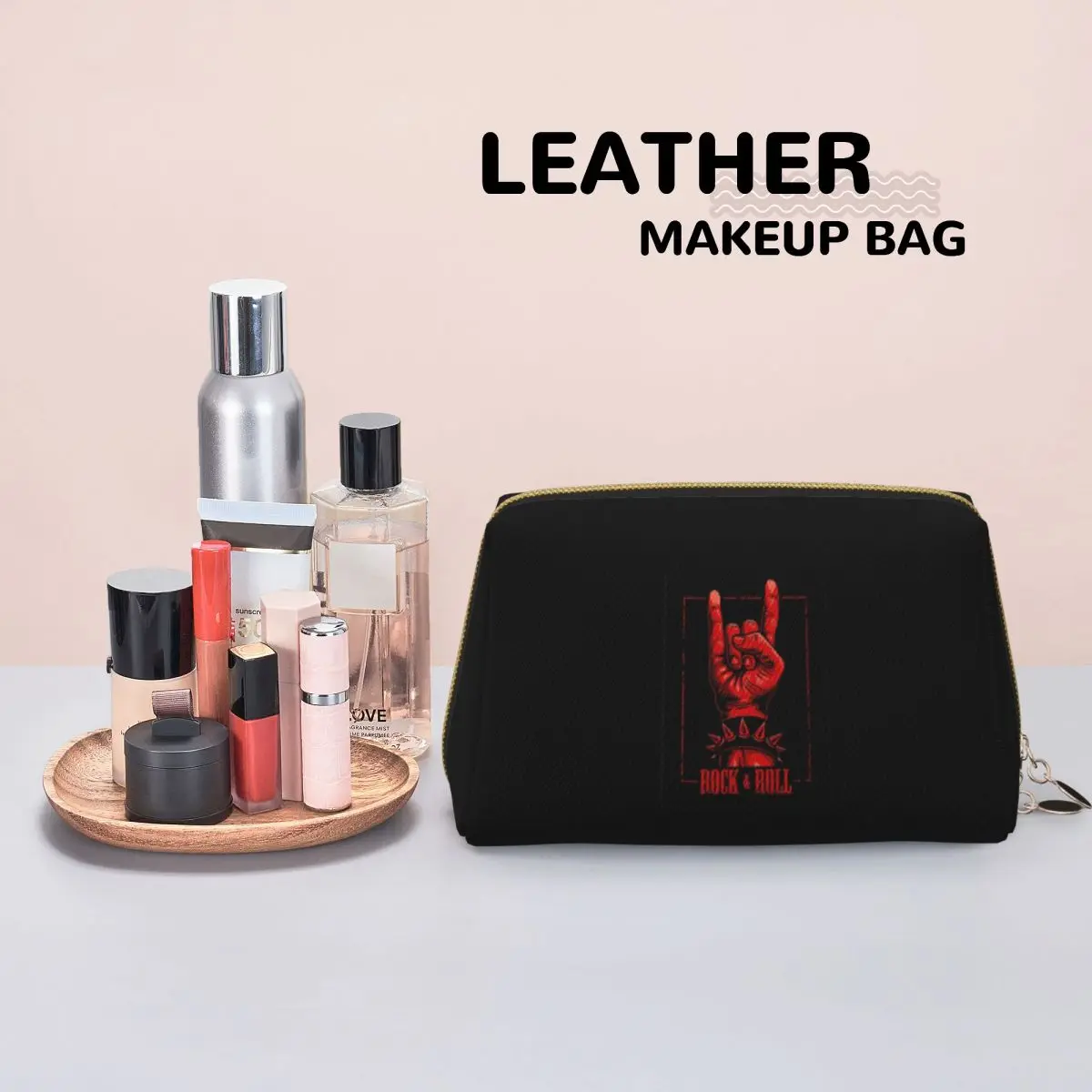 Rock Star Skull Rock N Roll Women Cosmetic Bags Travel Makeup Organizer Pouch Toiletry Storage Dopp Kit Case