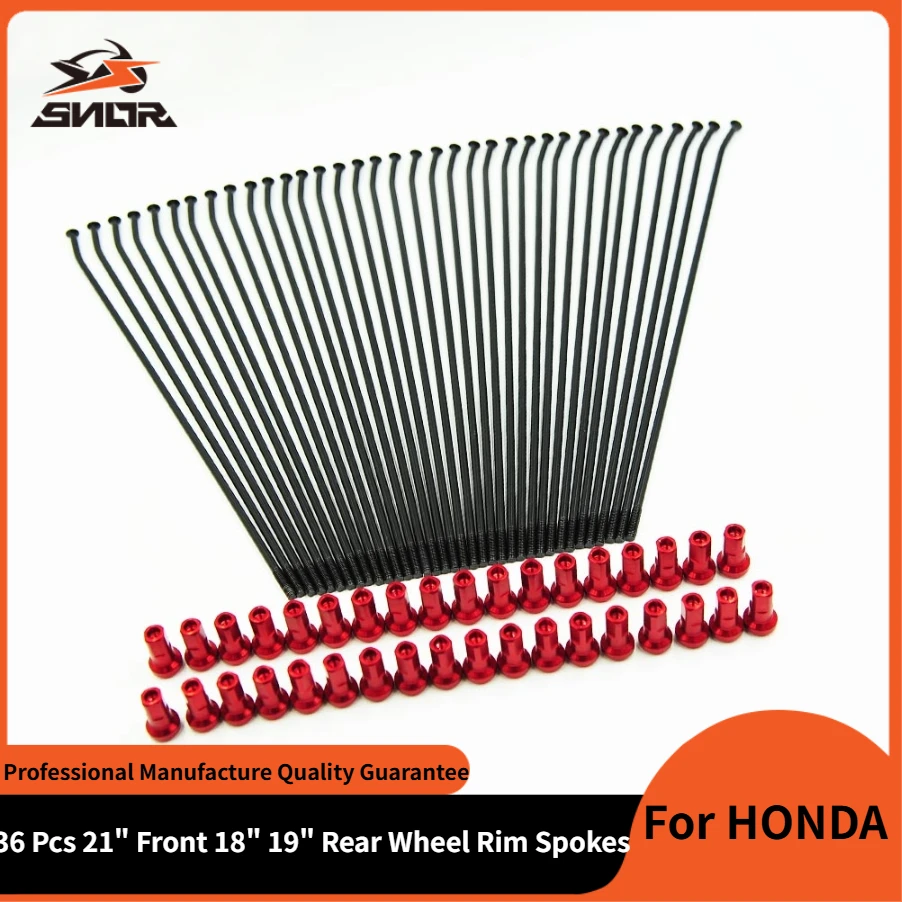 

SNOR для HONDA 36 шт. мотоцикла 21 дюйм, передние 18 дюймов, 19 дюймов, спицы заднего колеса с ниппелями CRF 250 450, колпачки со спицами из стальной проволоки для велосипеда