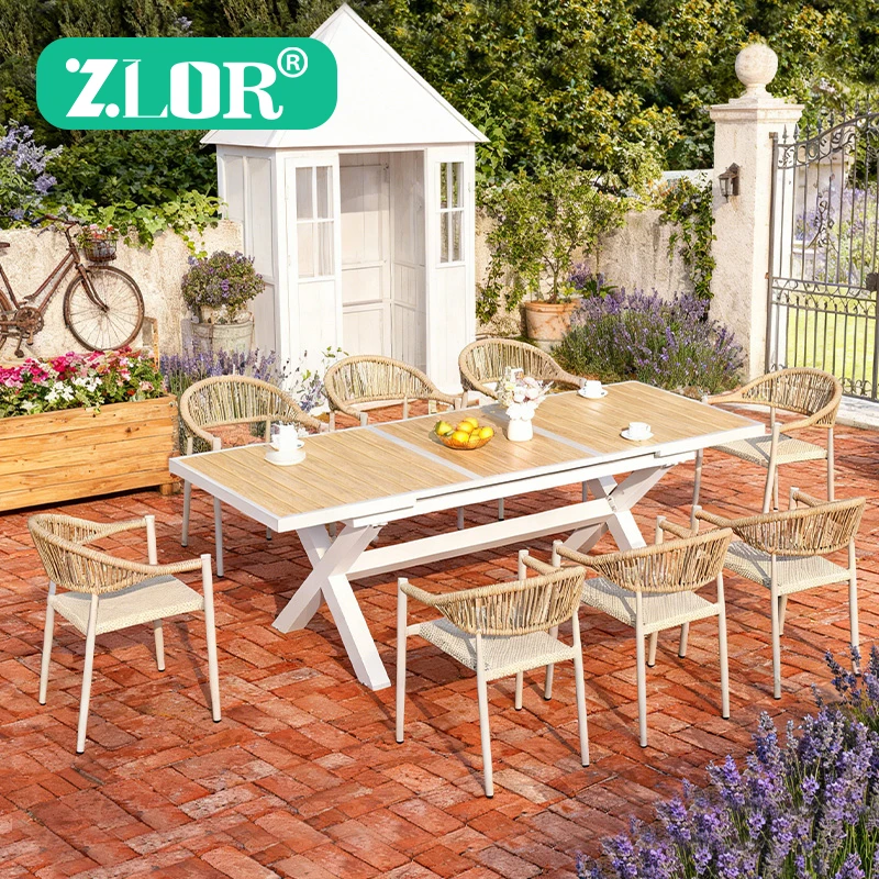 Modern Metal Outdoor Dining Table Set with Chairs for Events Kitchen & Garden Use