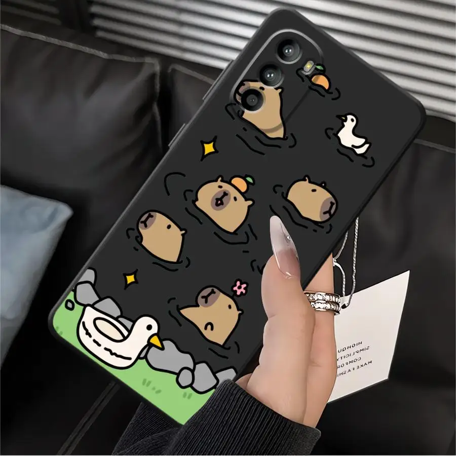 حافظة كابيبارا اللطيفة المضحكة لهاتف Moto X30 Pro Edge 20 30 S30 Pro غطاء هاتف خلفي ناعم #4