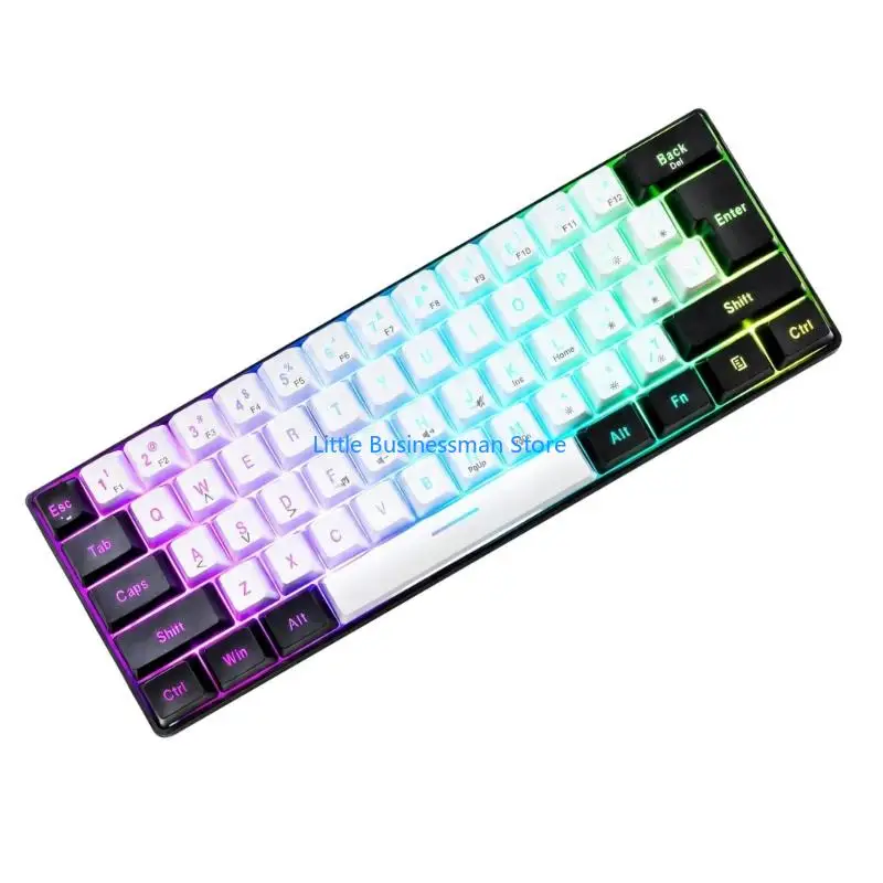 Portable 60% Mechanical Gaming Keyboard LED Backlit Compact 68 Keys Mini Corded Office Keyboard for Laptop M76A