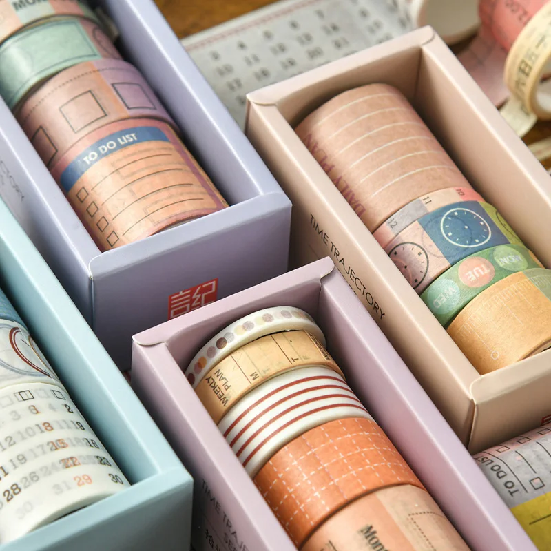 5 Rolls/set washi Tapes Timeline Date Weekly Masking Tape Daily Plan Vintage Stickers Month Clock DIY Planner Office Adhesive