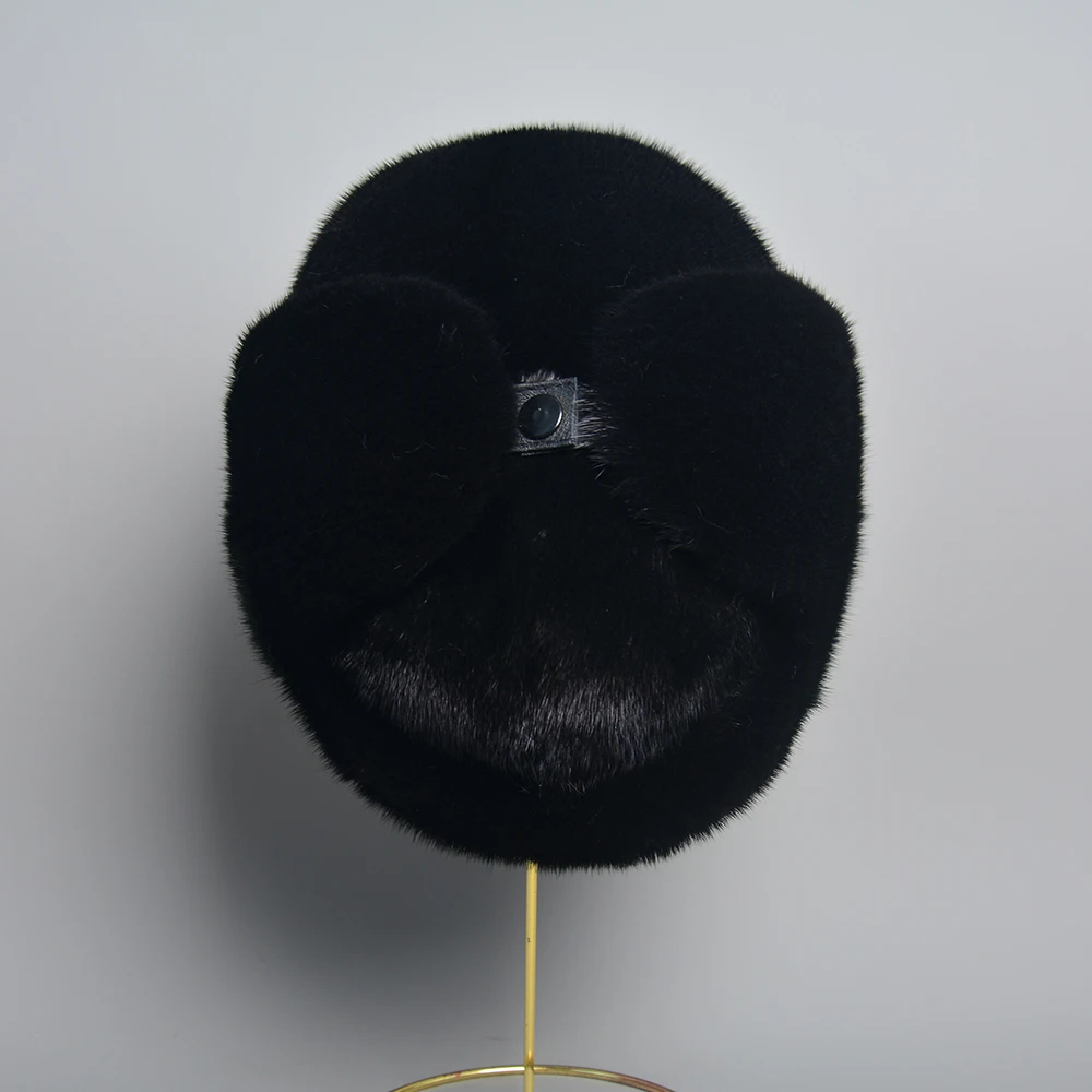 Fur Mink Hats For Men Solid Black Caps For Men Fashion Best Selling 2024 Warm Winter Men\'s Hat Cap