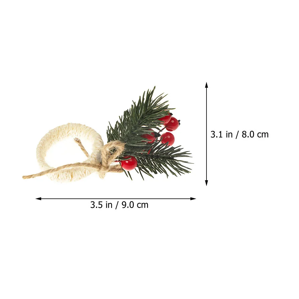 

6pcs Napkin Rings Berry Wreath Design Christmas Table Decor Pine Cone Xmas Napkin Holders Festive Dinnerware Accents