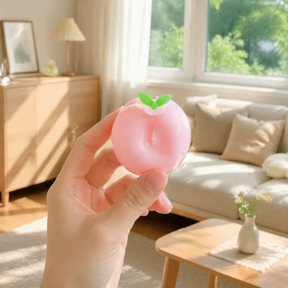 Slow Rebound Peach Stress Ball Soft Texture Peach Shape Slow Rising Fruit Toy Handheld Cute Sensory Fruit Fidget Toy