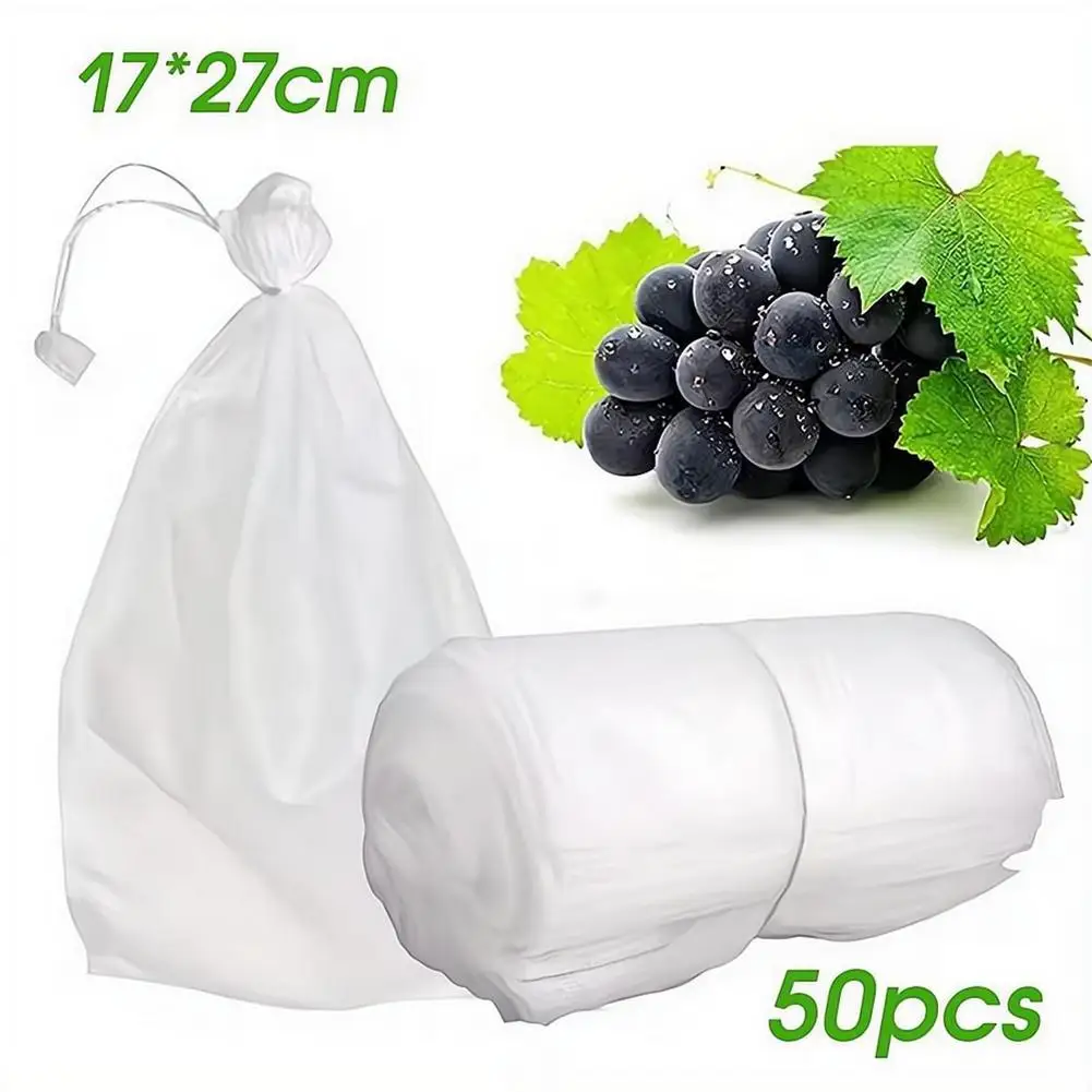 50pcs Fruit and Vegetable Protection Bags Insect and Bird-Proof Netting Bagging Netting for Strawberry Blueberry Grape Orchards