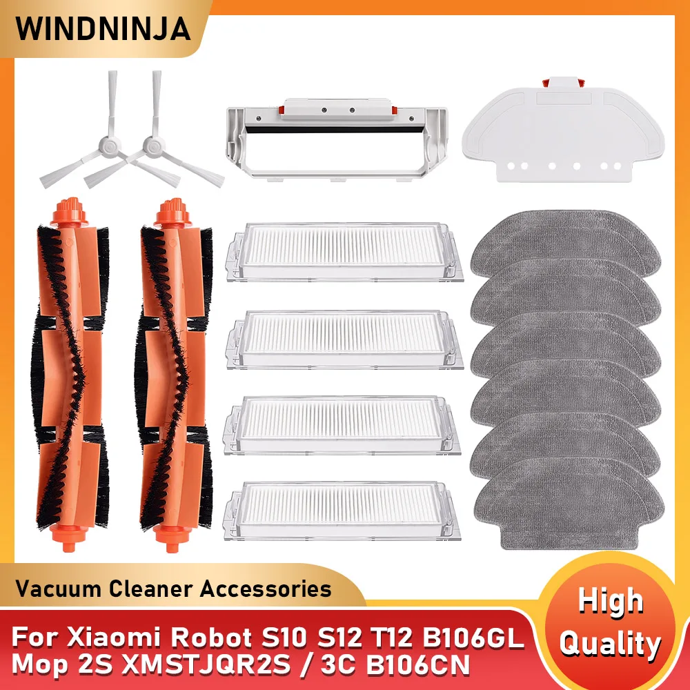 Für Xiaomi Roboterstaubsauger S10 S12 T12 B106GL Mop 2S XMSTJQR2S 3C B106CN Zubehörteile Hauptbürste Seitenbürste Filter Wischmopp Halterung