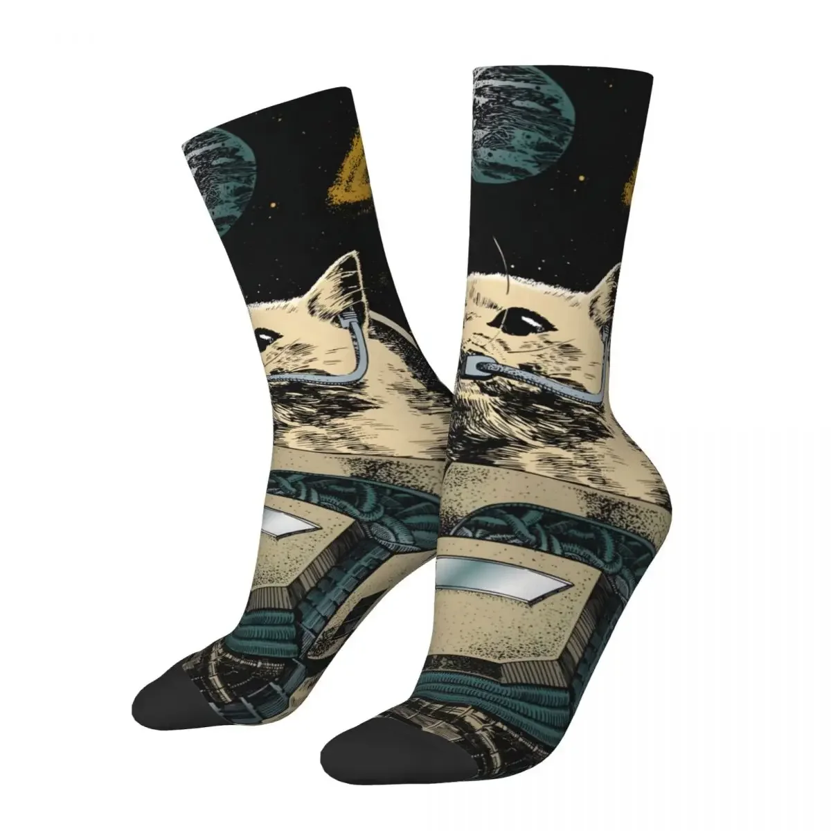 Lustige verrückte Socke für Männer Raum Astronaut Katze Hip Hop Harajuku glücklich nahtlose Jungen Crew Socke atmungsaktive Basketball Socken