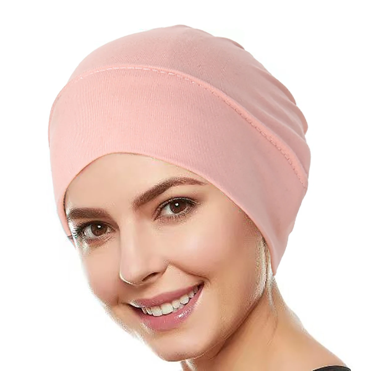 Ramadan Solid Color Women Muslim Hijab Caps Wrap Head Soft Elastic Turban Bonnet Chemo Cap Headdress Wearable