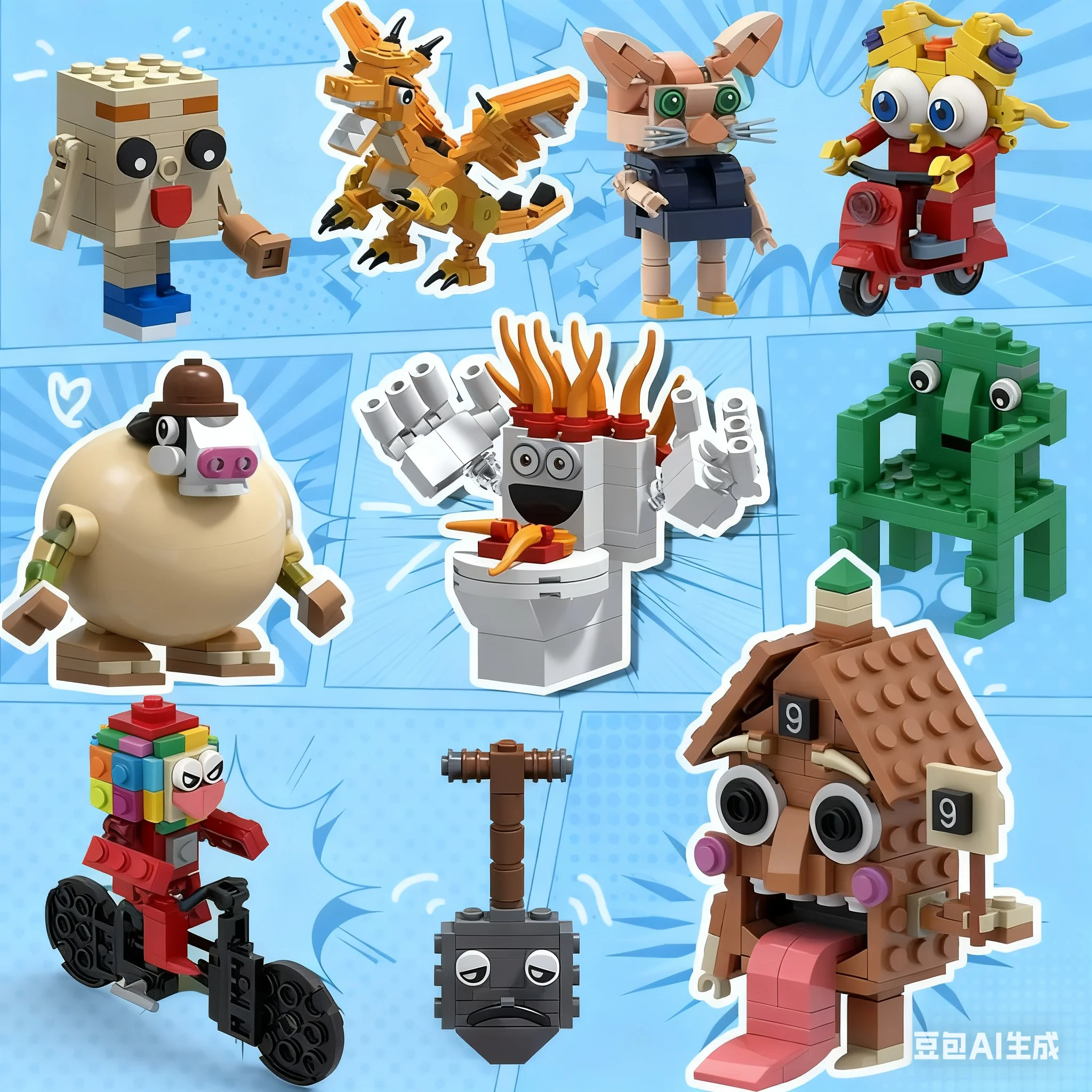 Brainrot Bricks Tung Tung Sahur Tralalero Building Blocks, Funny