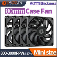 ID-COOLING 80mm PWM 800-3000RPM Mini ITX Black PC Case FAN Ultra-thin 10mm Thickness Temperature Controlled Cooling Ventilator