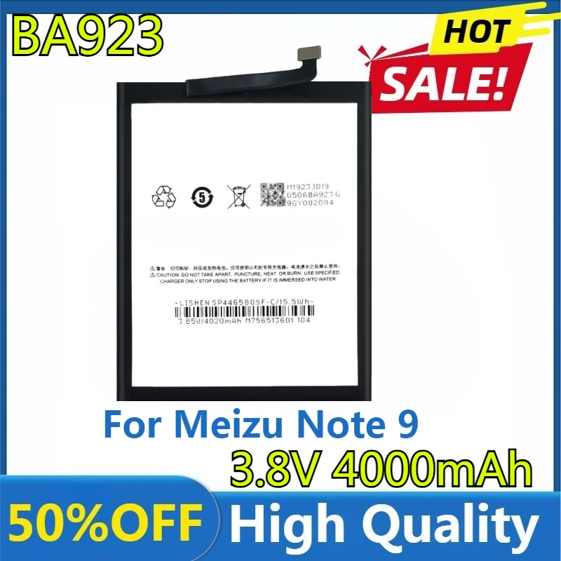 

New High Quality Replaceable 3.8V 4000mAh BA923 Battery for Meizu Note 9 Note9 M9 Mobile Phone Battery