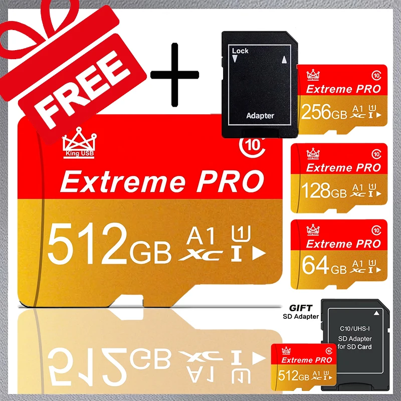 Tarjeta de Memoria Mini SD para Cámara CCTV 4/8/16/32/64/128/256/512GB Alta Velocidad Clase 10 Extreme Pro 4/8/16/32/64/128/256/512GB