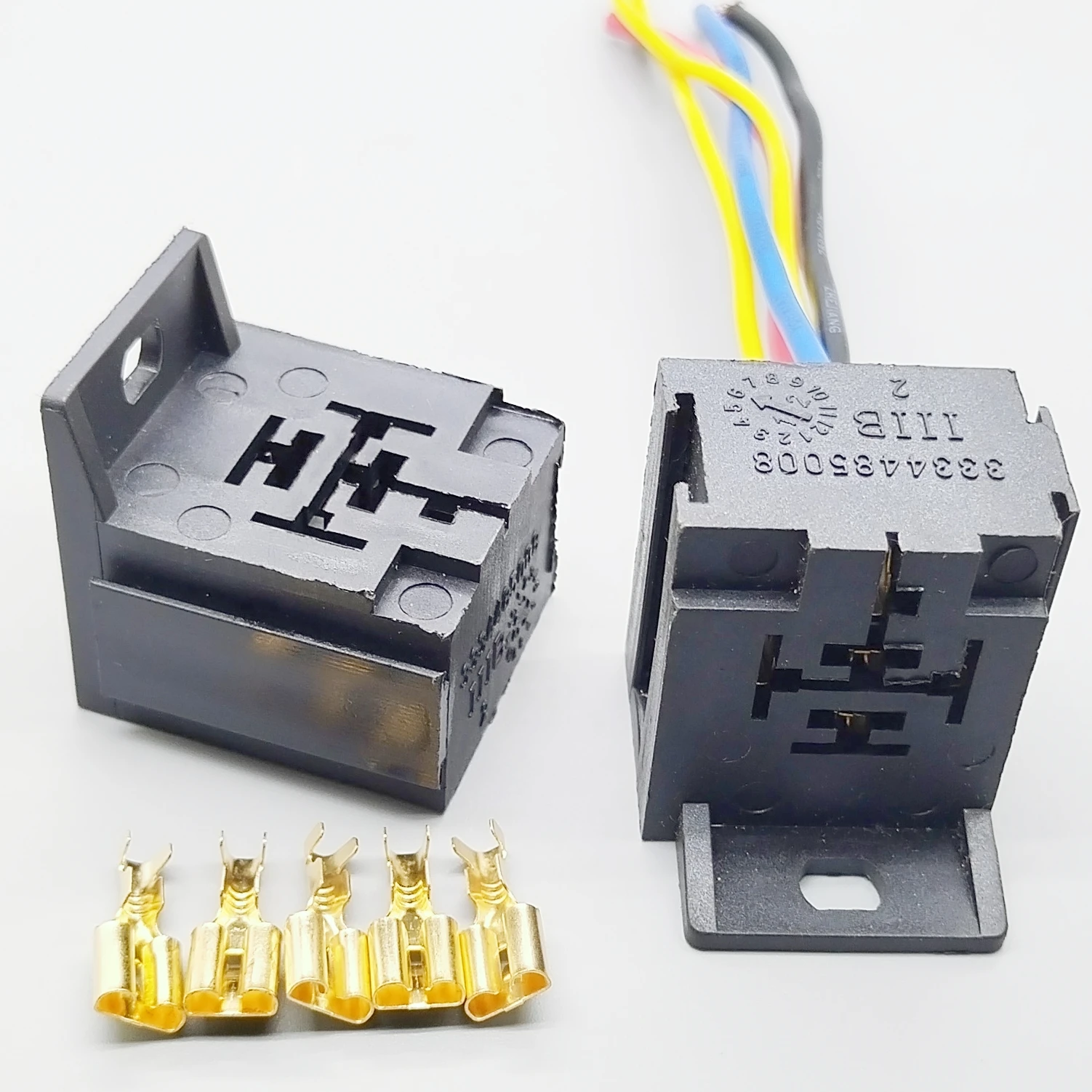 shhworldsea 5 Pin Poles  For 5Pin Relays 3334485008 24V 12V 40A Automotive Relay Base Holder Socket With Mounting Bracket