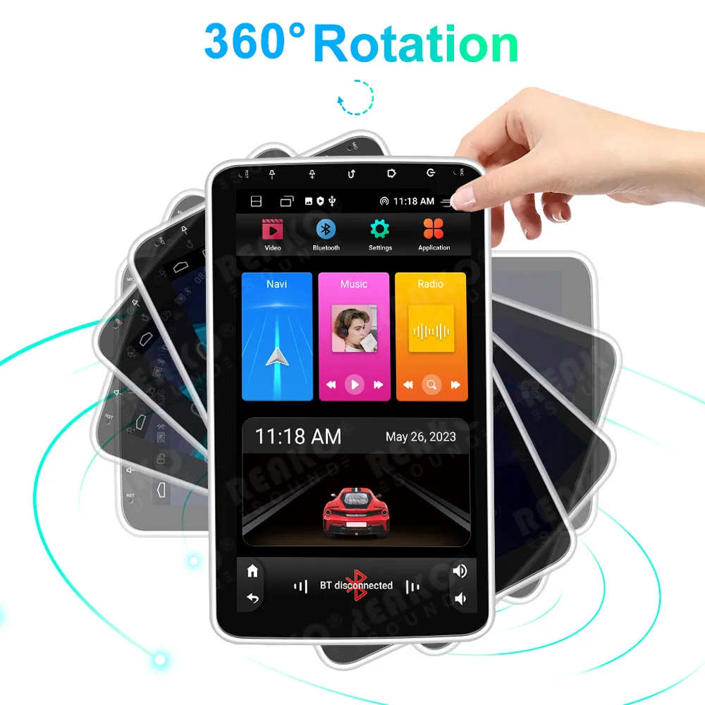 TOYOUSONIC 1 din Carplay Android Auto 10inch 360° rotatable Touch Screen Car Radio WIFI GPS USB BT Autoradio Multimedia Player