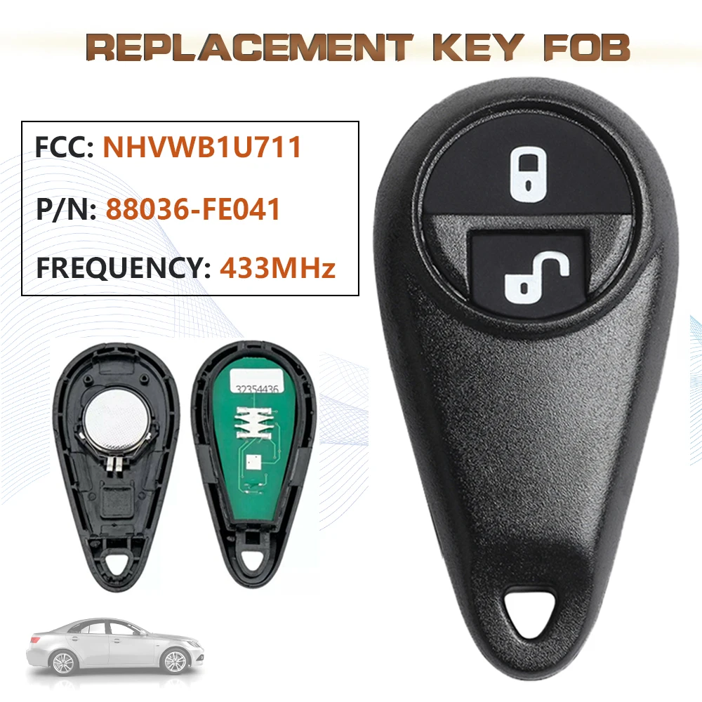 

KEYECU 433MHz FCC:NHVWB1U711 2B Smart Remote Key Fob for 2005 2006 2007 Subaru Forester Impreza P/N:88036-FE041, 88036FE041