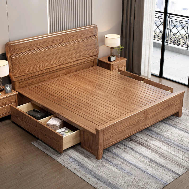 Children Beauty Wood Beds King Size Storage Cheap Nordic Adults Beds Luxury Space Saving Modern Camas Furnitures For Bedroom