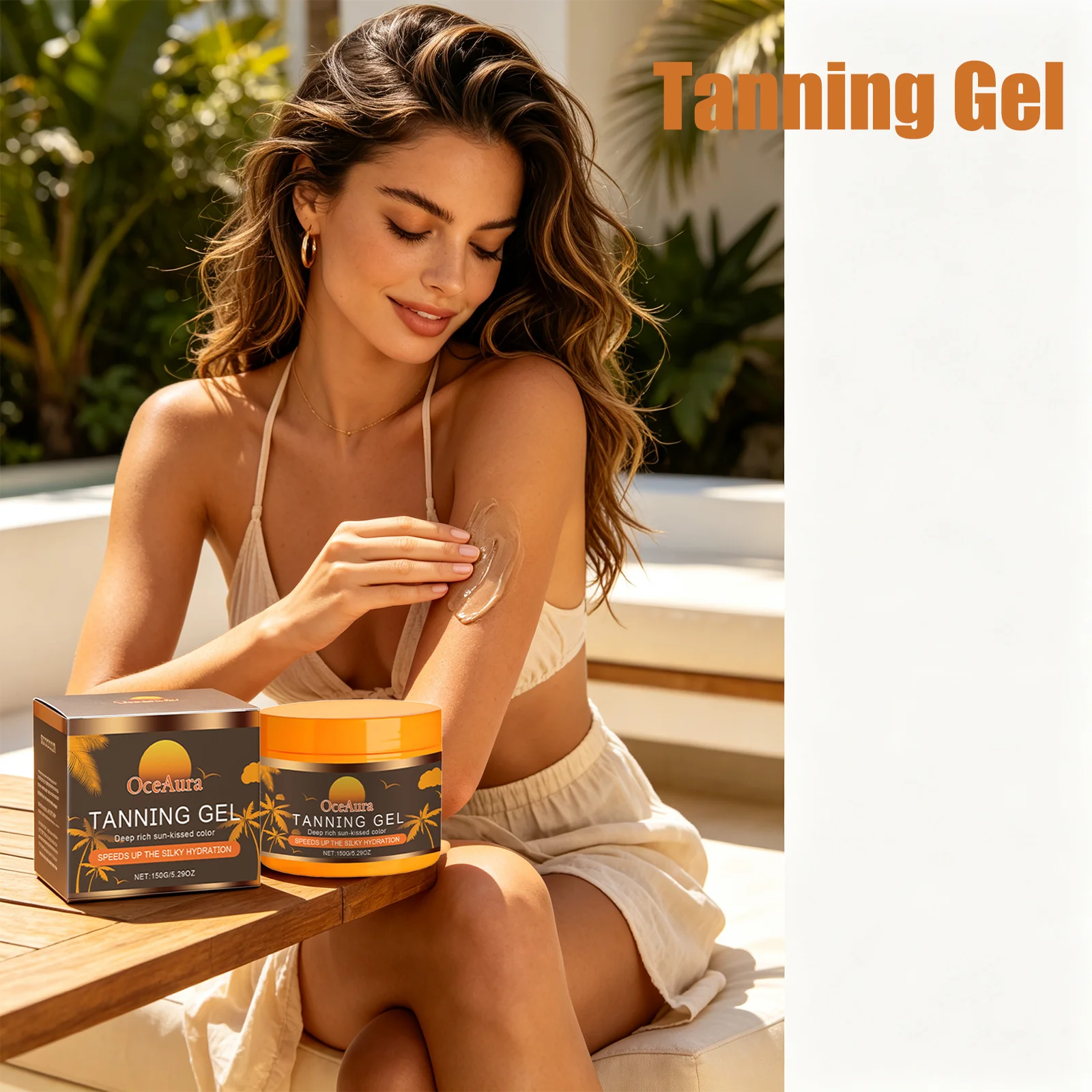 OceAura Tanning Gel 24‑Hour Water‑Oil Balance Uv Barrier Protection Deep Hydration Natural Bronze Complexion Body Tanning Cream