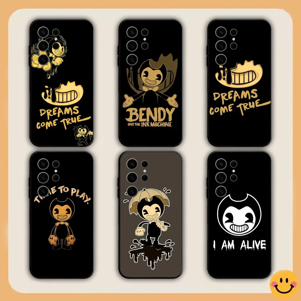 Чехол для телефона Game B-Bendy A-And T-The Ink M-машины для Samsung S21,S22,S23,S24,S30,Ultra,S20,S30,Plus,S21 Fe, черный чехол для Note20