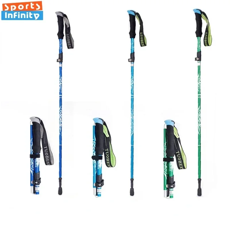 Foldable Trekking Poles Climbing Hiking Stick Baton Telescopic Came Crutches Walking Cane Outdoor Equipment Self Defense Stick