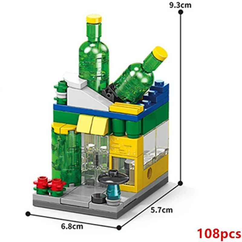 Nieuwe Diy Architectuur Koffie Melk Thee Winkel Street View Food House Bouwstenen Kit Meisjes Bakstenen Film Model Kids Speelgoed Kinderen