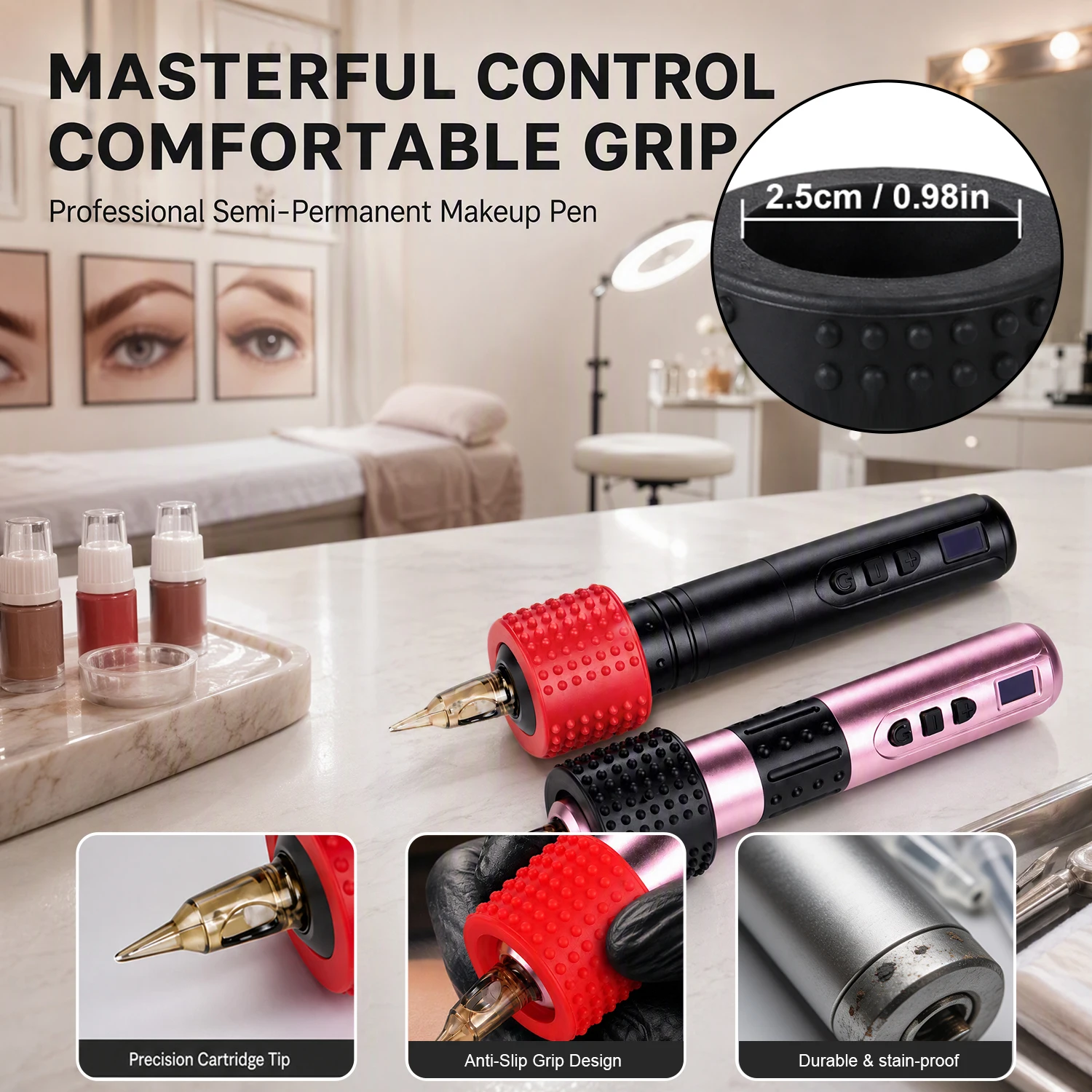 KVM Non‑Slip Silicone Tattoo Grip Sleeve Comfortable Handle Protector For Tattoo Pen PMU Permanent Makeup Machine Supplies