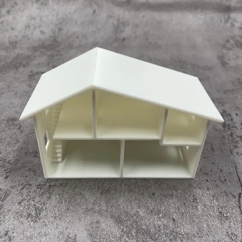 (.) Unfinished White Miniature Dollhouse Model Multiple Rooms Smooth Surface For DIY Craft Kids Play