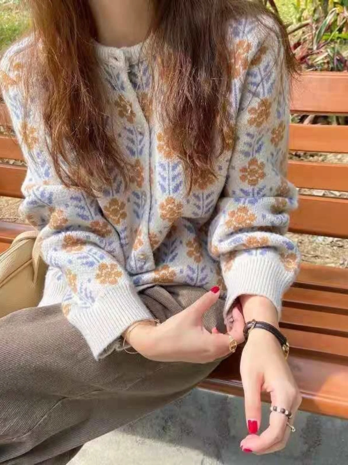 

Retro Knitted Sweater Cardigan Loose Casual ort Sle Spring Autumn Women's Outerwear Soft Texture Faionable Top