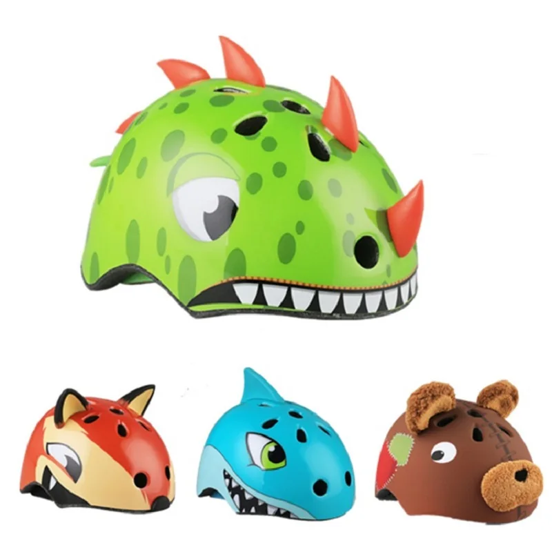 3-8 Years Children Bicycle Helmets Bike Cycling Riding Roller Long Skates Board Kids Animal Cartoon Dinosaur Shark Fox Cute Bear